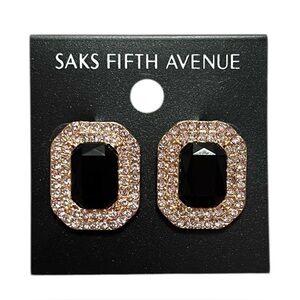 Saks Fifth Avenue Black Center & Clear Crystal Halo Studs